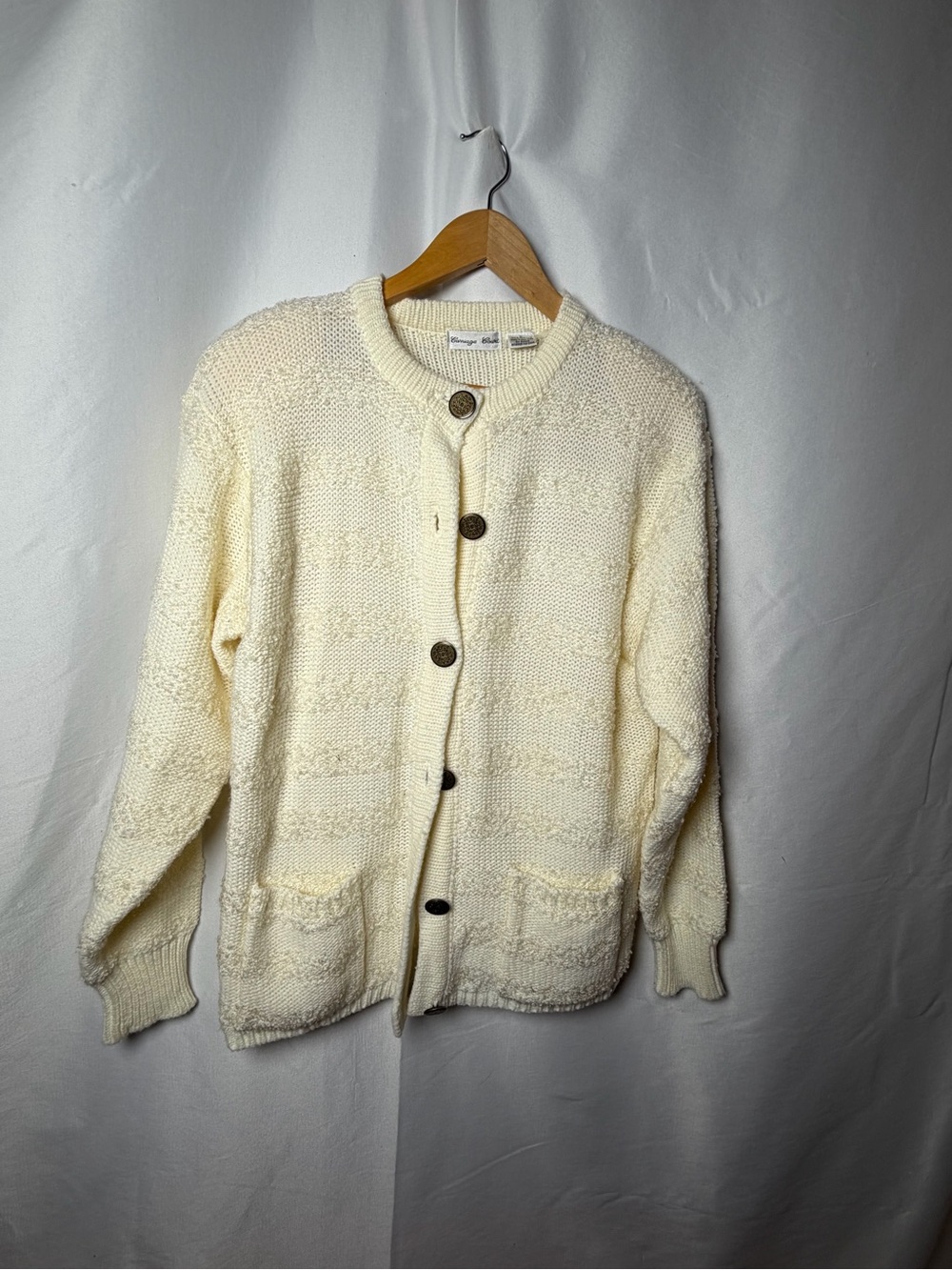 Women's Cream Button-Front Knit Cardigan Sweater